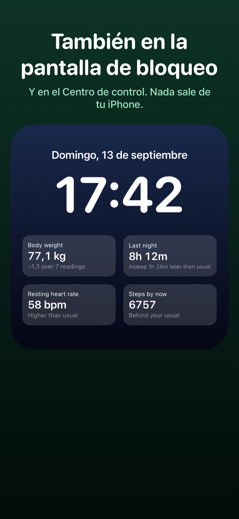 VitalPane en la pantalla de bloqueo